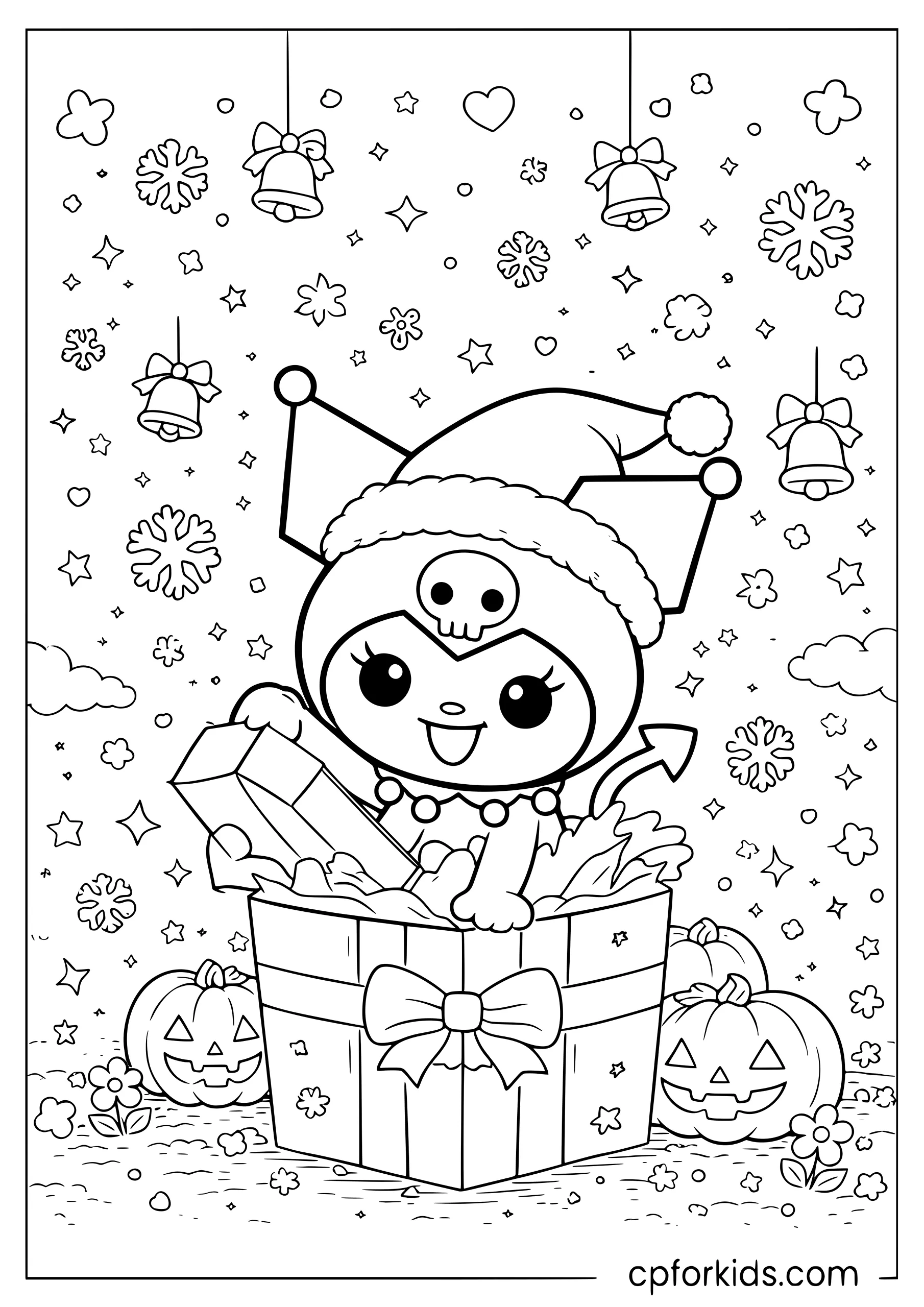 Kuromi Opening a Christmas Gift