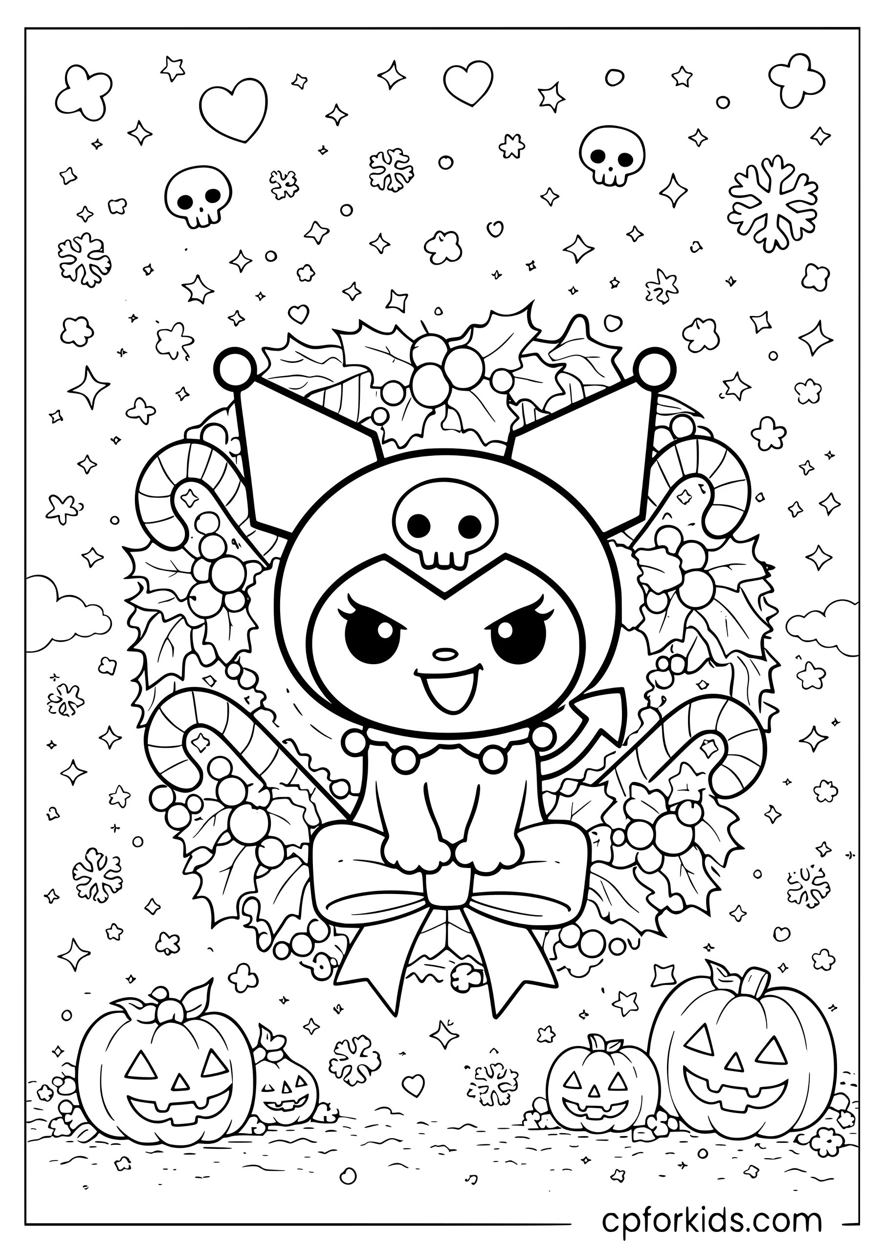 Kuromi in a Christmas Wreath