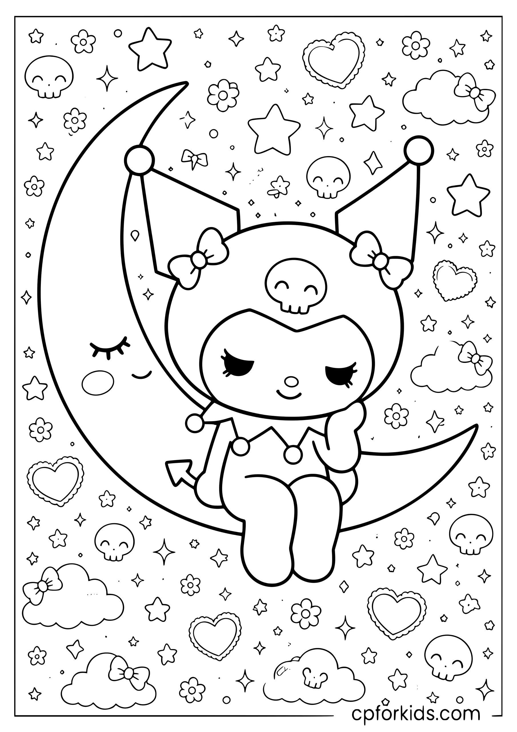 Kuromi on a Crescent Moon