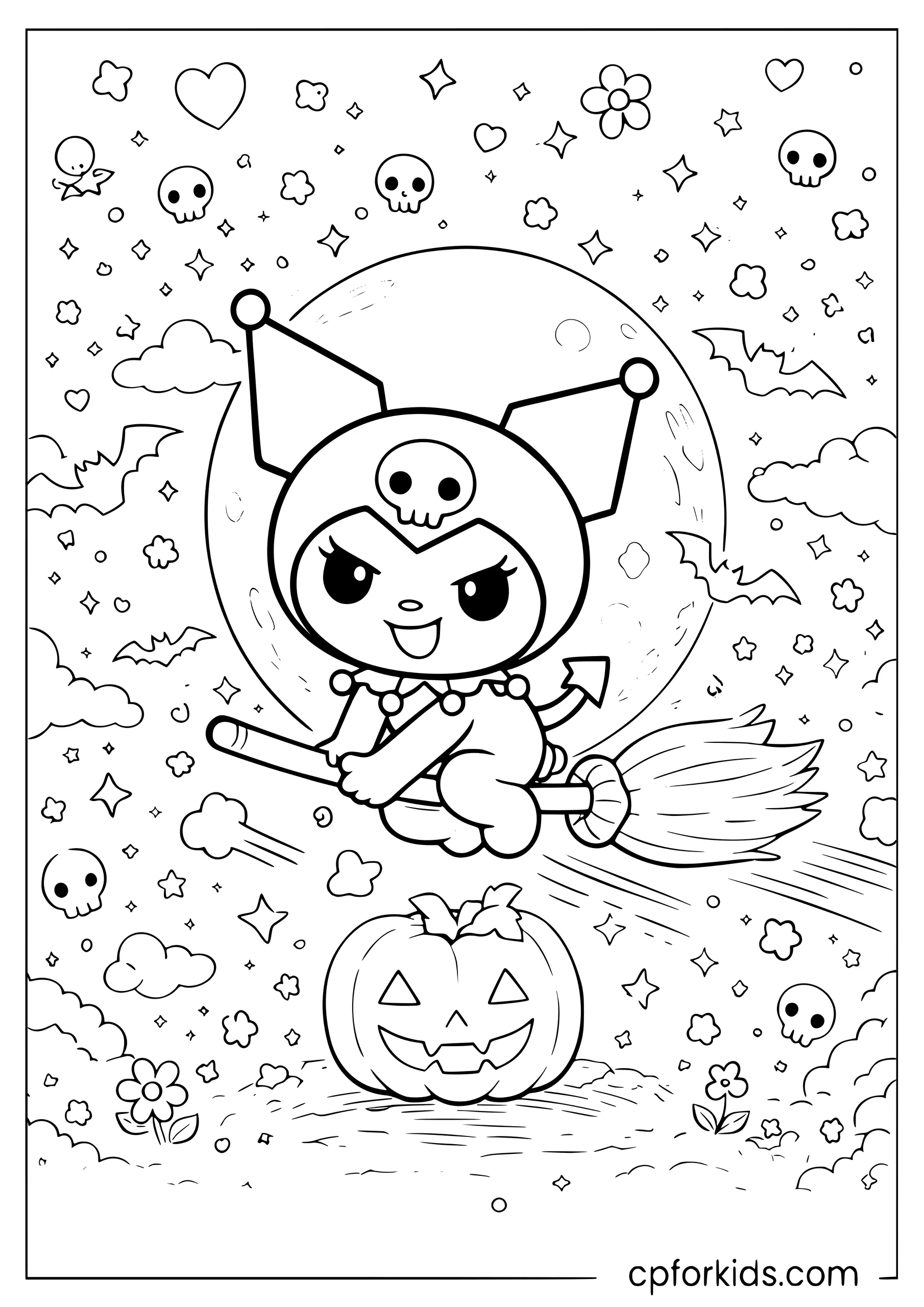 Kuromi Flying on a Broomstick