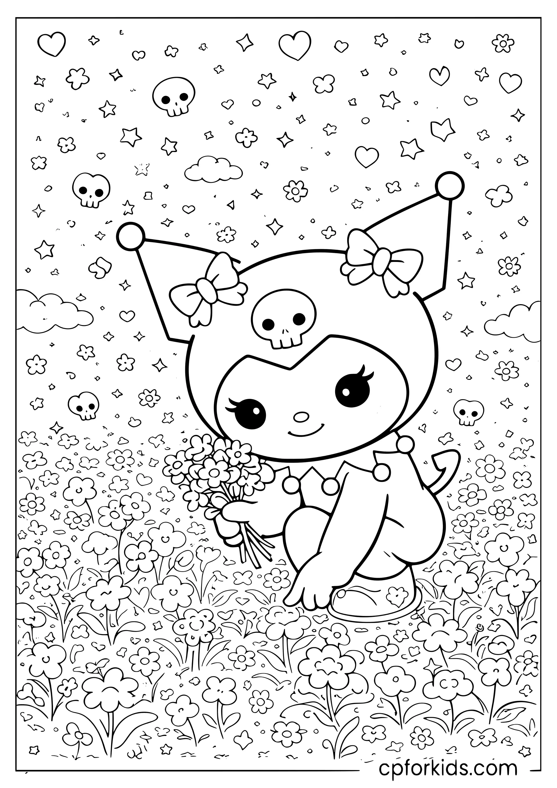 Kuromi Picking Flowers