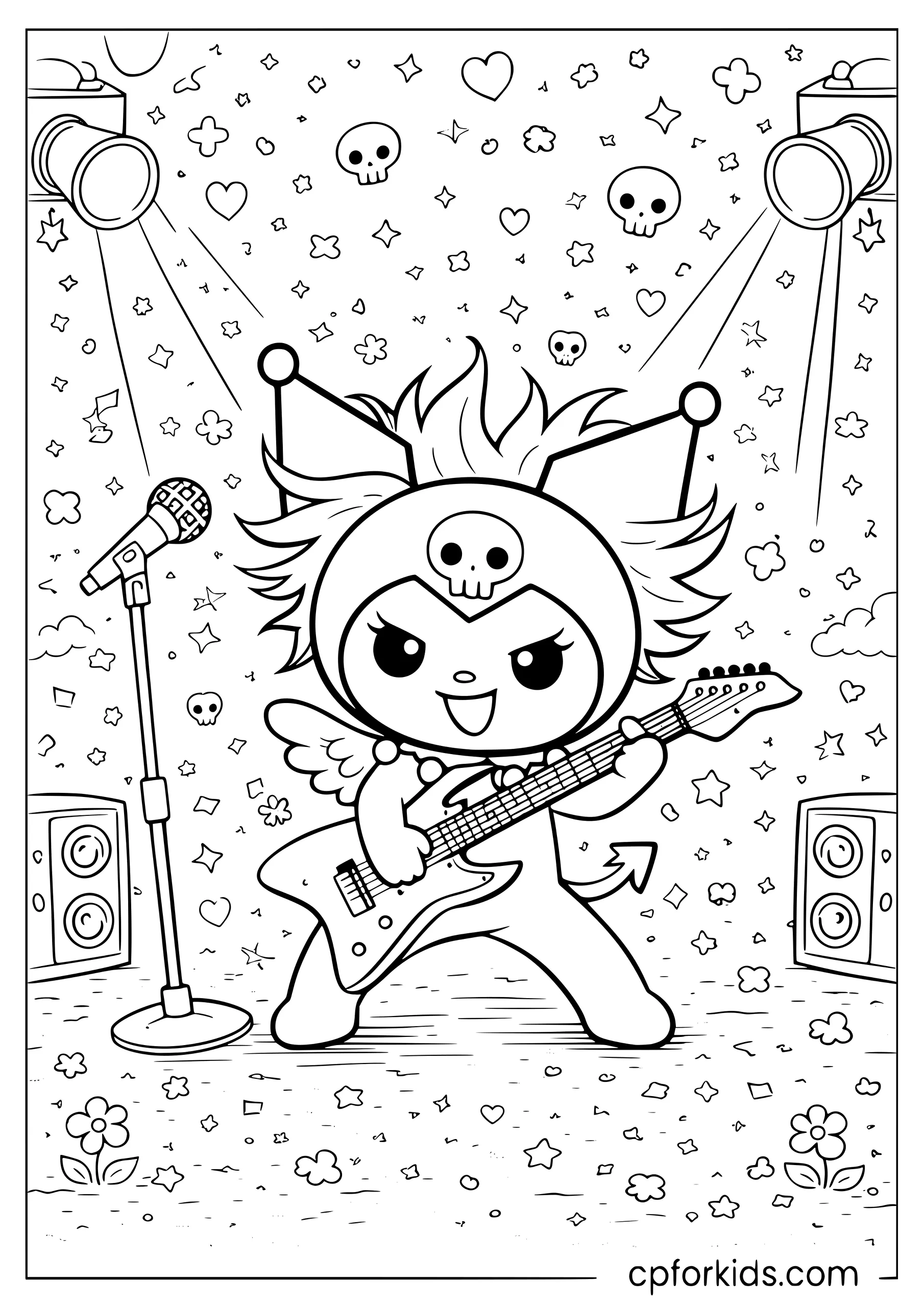 Kuromi on Stage with a Guitar