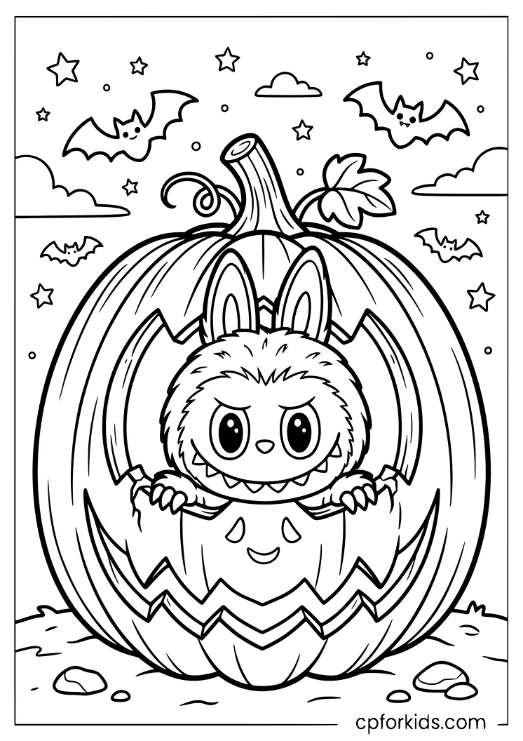 Labubu Inside a Jack-O-Lantern