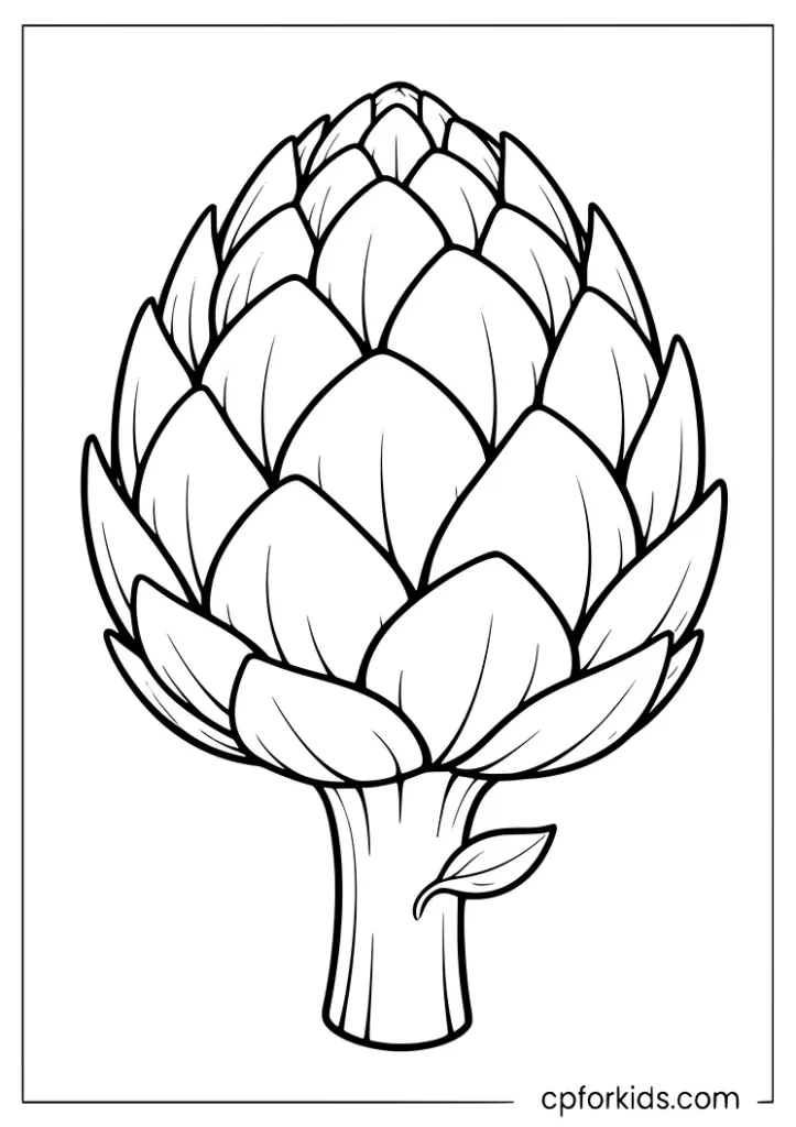 Large artichoke vegetable outline coloring page for kids