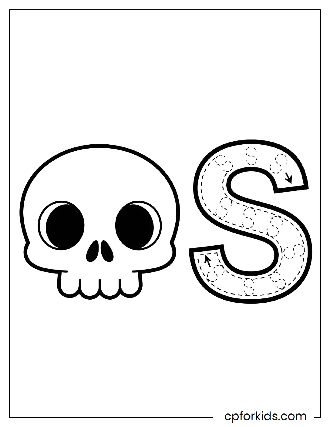 Letter S with a simple skull