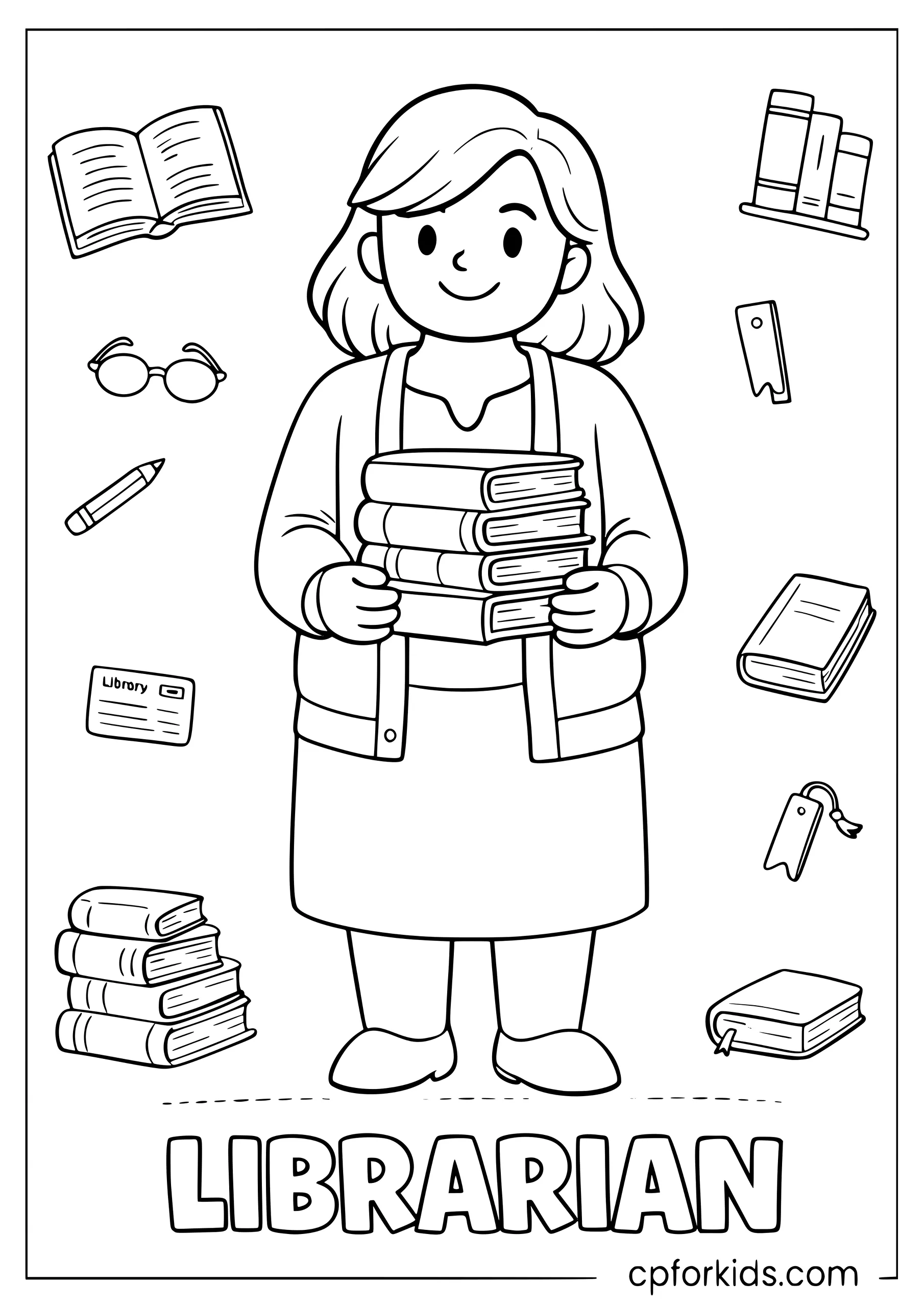 Librarian With Stack of Books