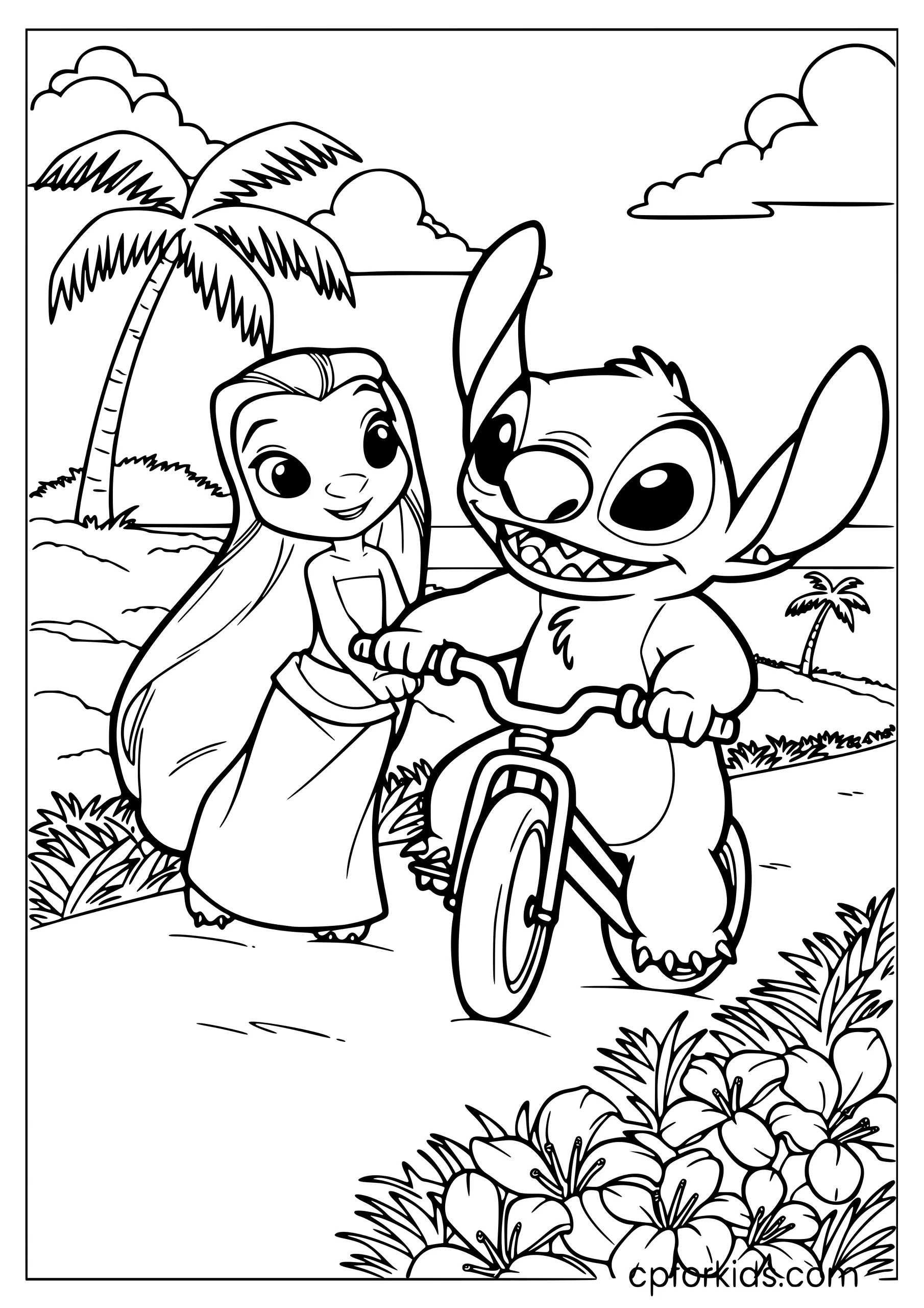 Lilo and Stitch Riding Bikes