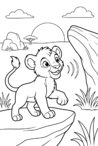Cute lion cub roaring at its echo