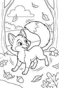 Cute little fox chasing its fluffy tail
