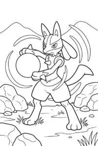 Lucario training with an aura energy sphere