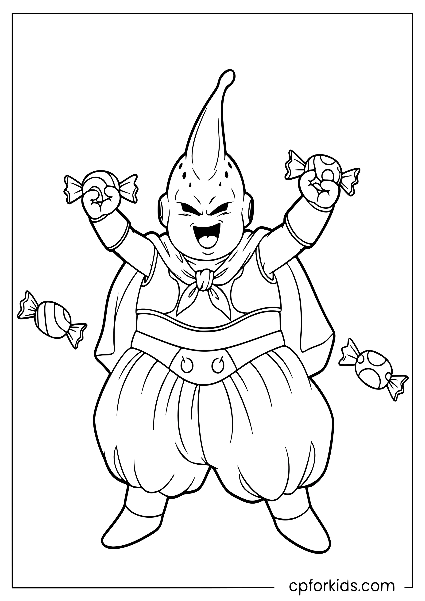 Happy Majin Buu Coloring Page