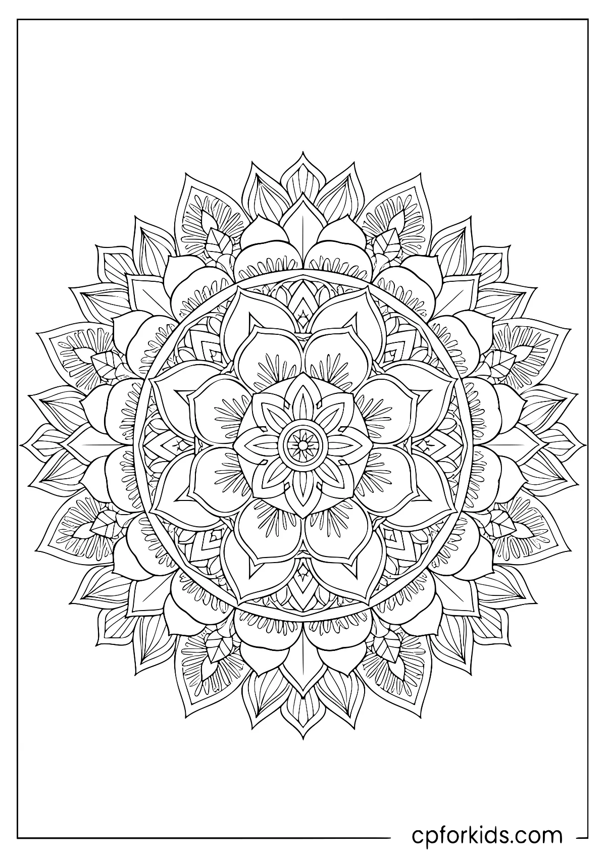 Detailed floral design with layered petals and leaves