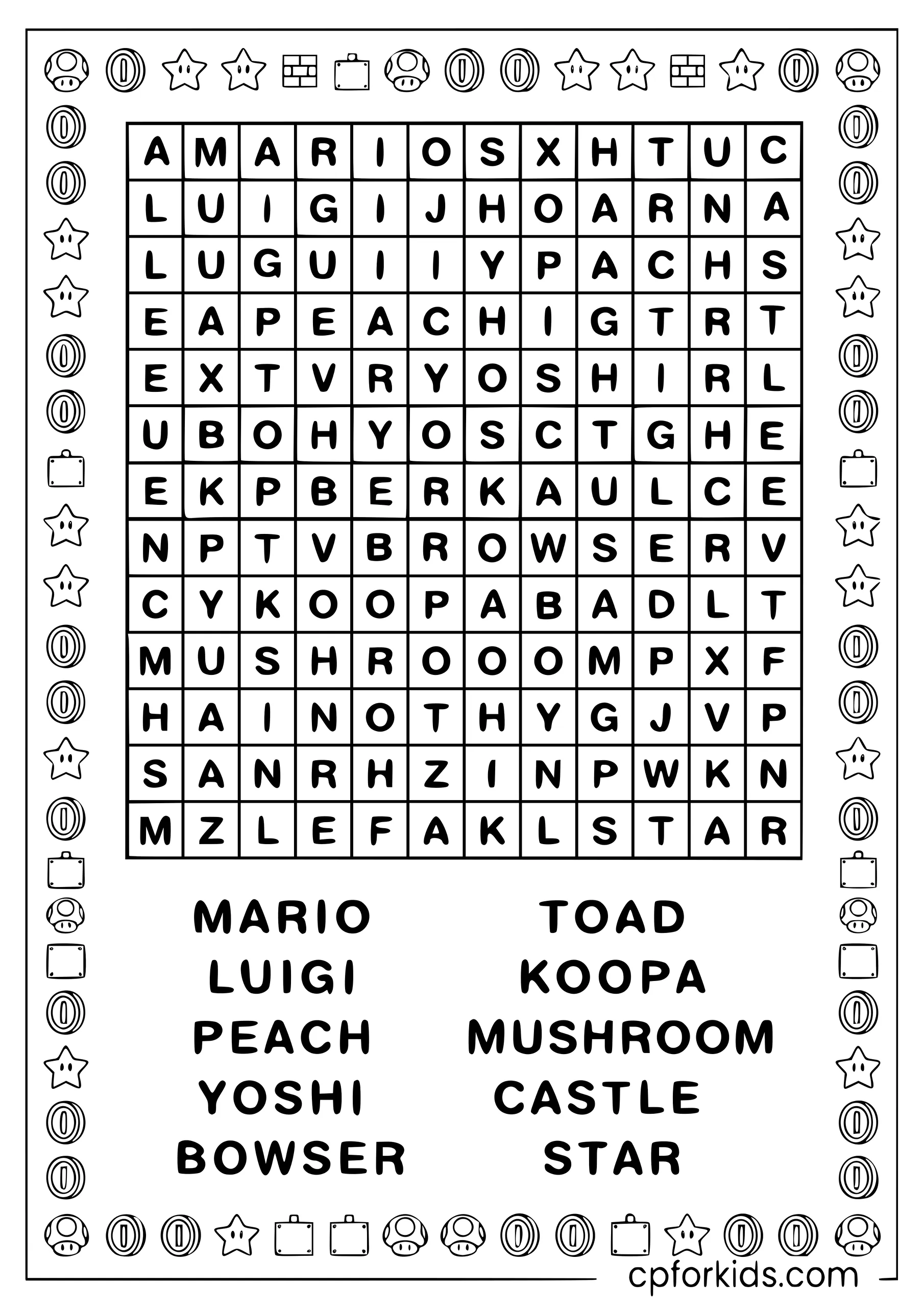 Mario Word Search