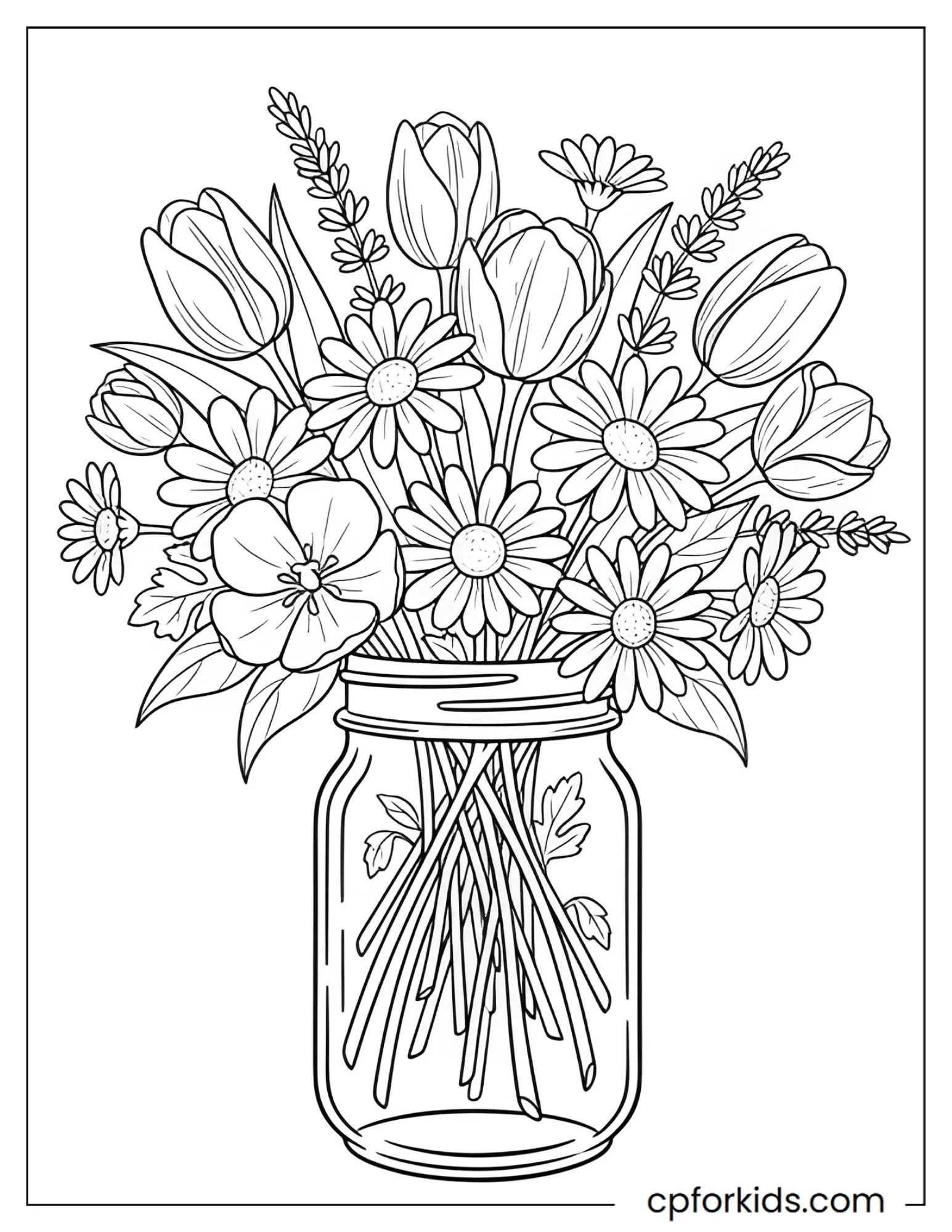 Flower bouquet in a mason jar