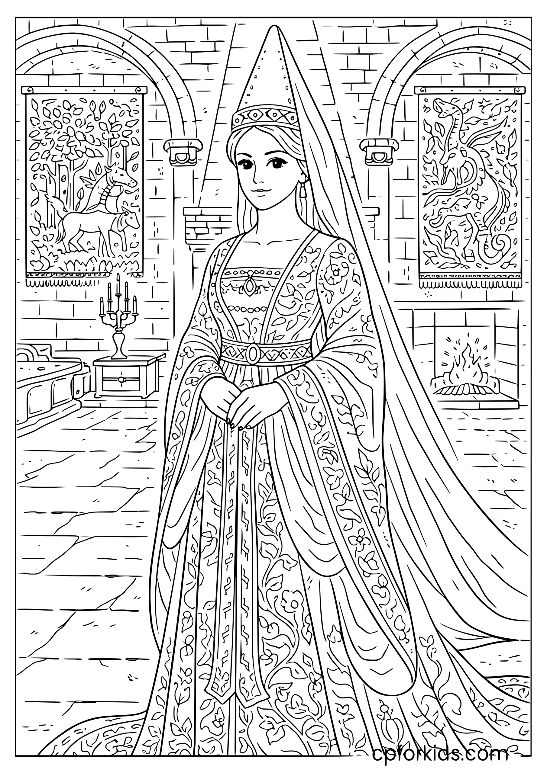 Medieval Princess with Hennin Hat