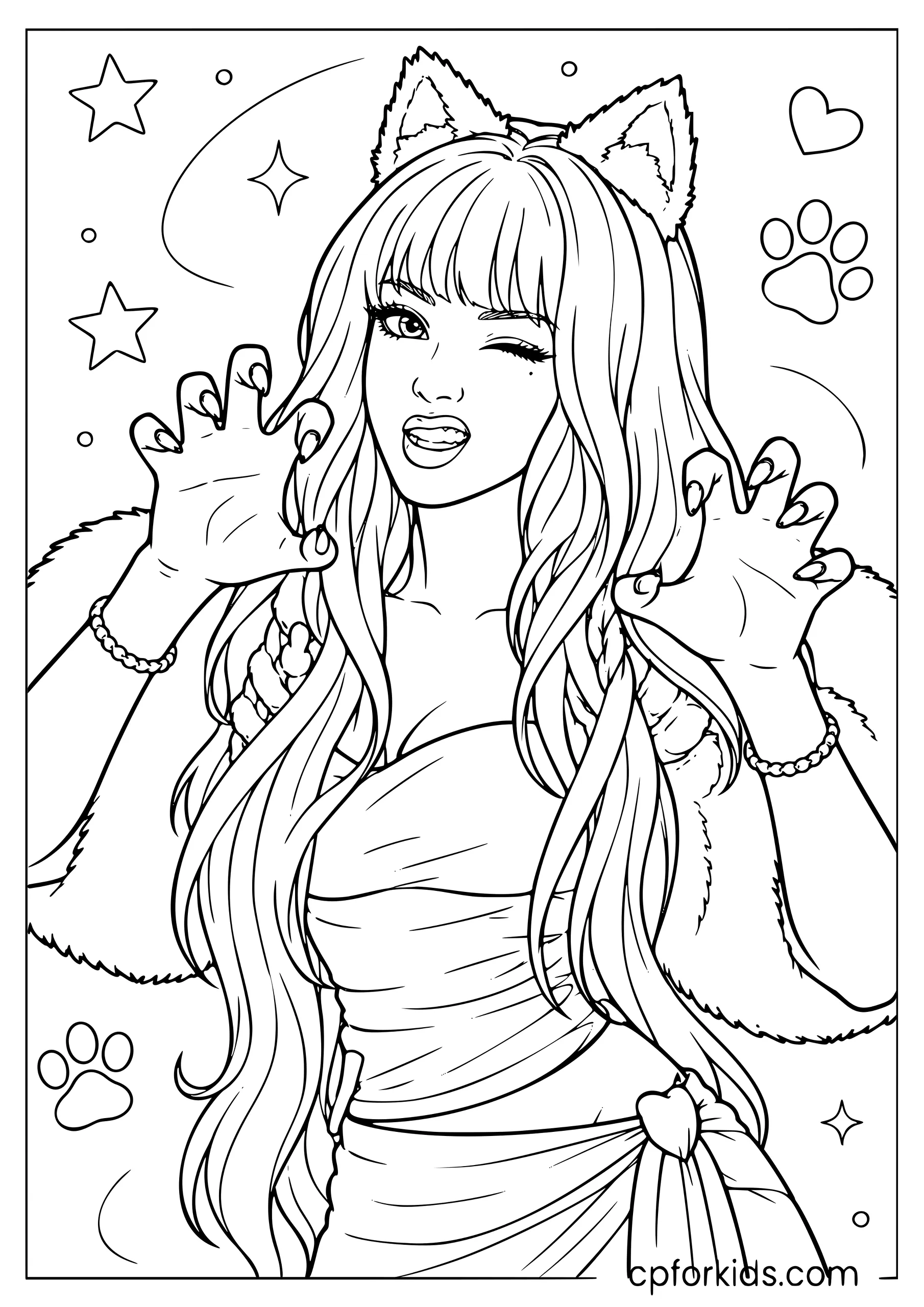 Megan Cat-Claw Coloring Page