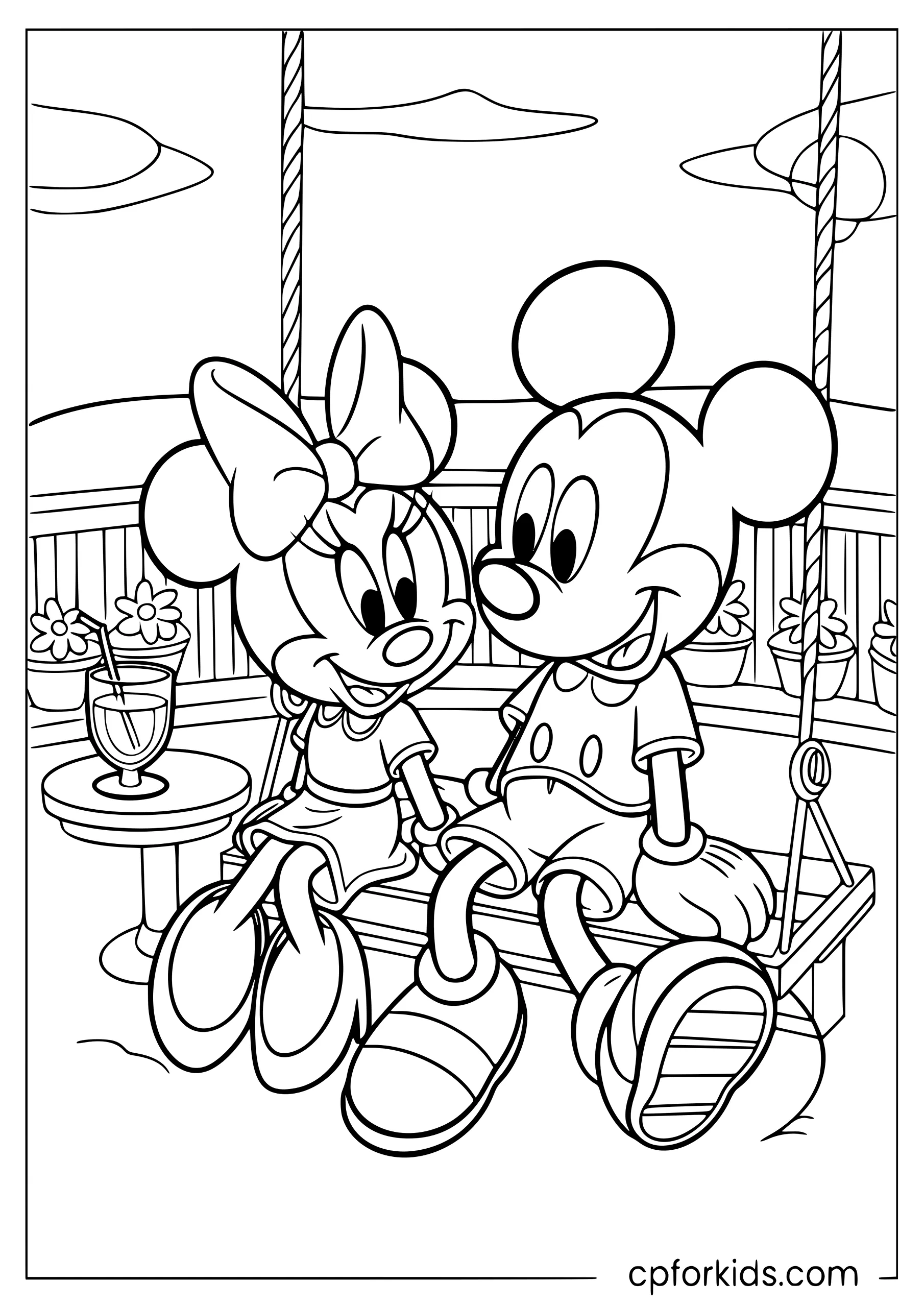 Mickey and Minnie on the Porch Swing