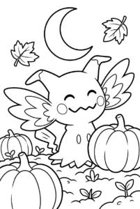 Mimikyu exploring a pumpkin patch to color online