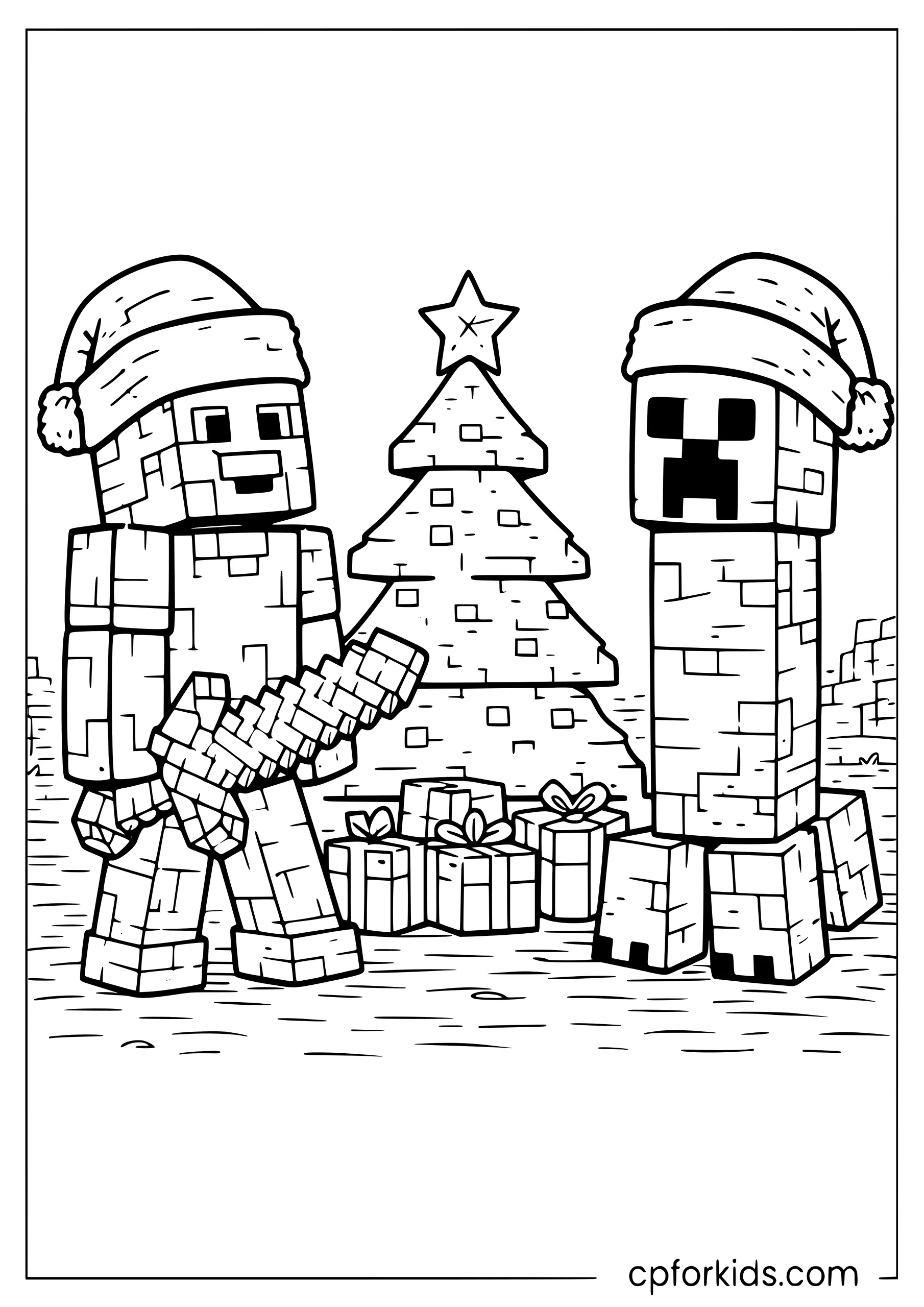 Steve and Creeper — Minecraft Christmas