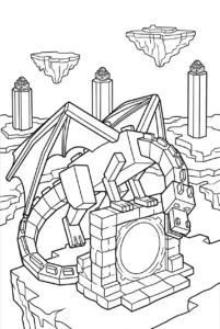 Ender Dragon perched beside the End exit portal