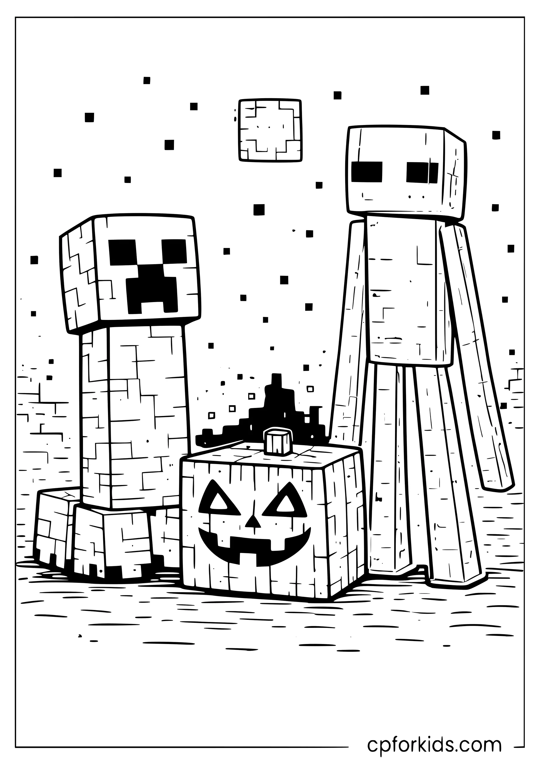 Halloween Night with Creeper and Enderman