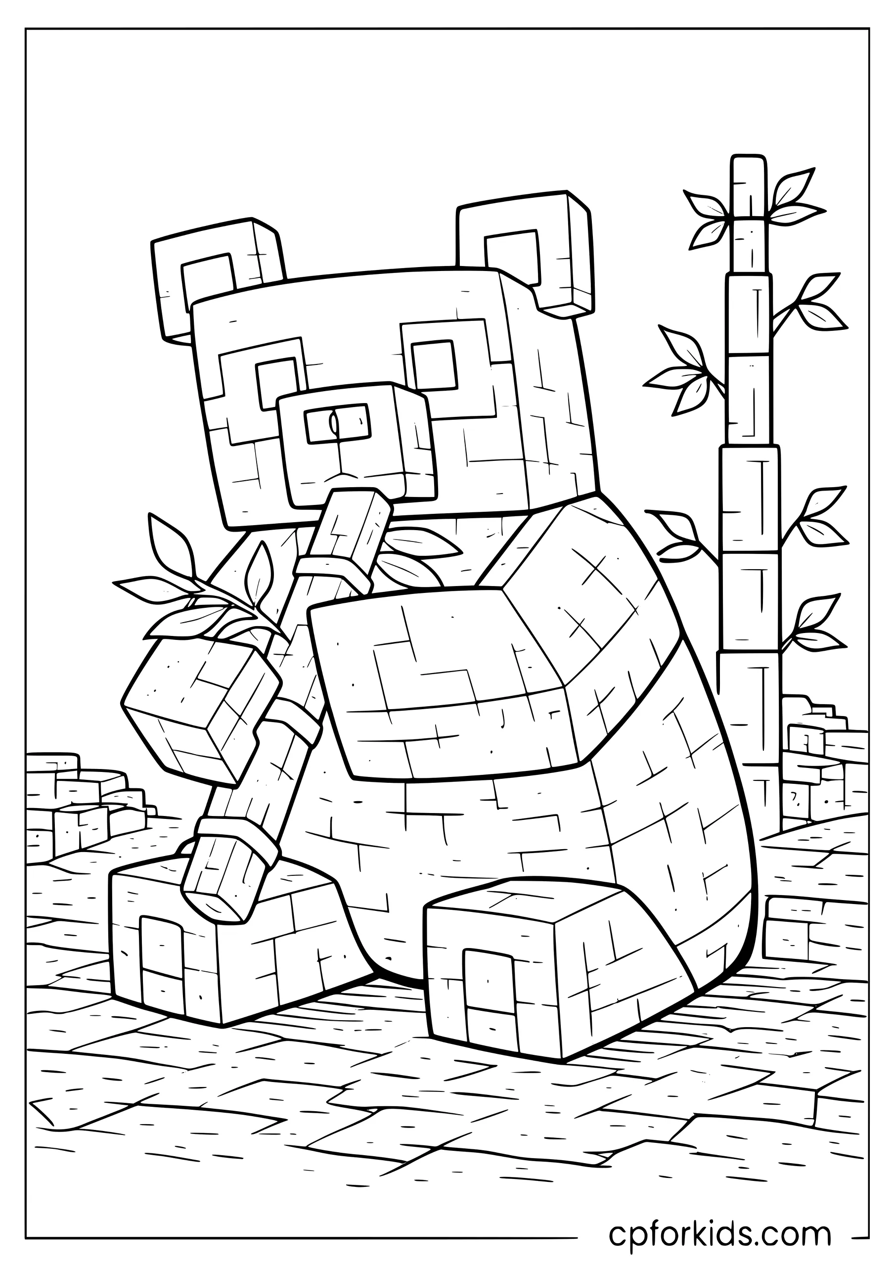 Minecraft Panda Sitting with Bamboo