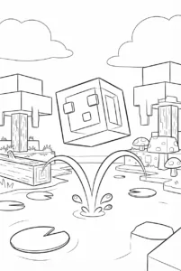 Minecraft Slime bouncing across a blocky swamp