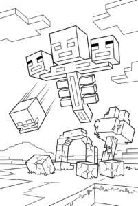Minecraft Wither boss firing a skull projectile in battle