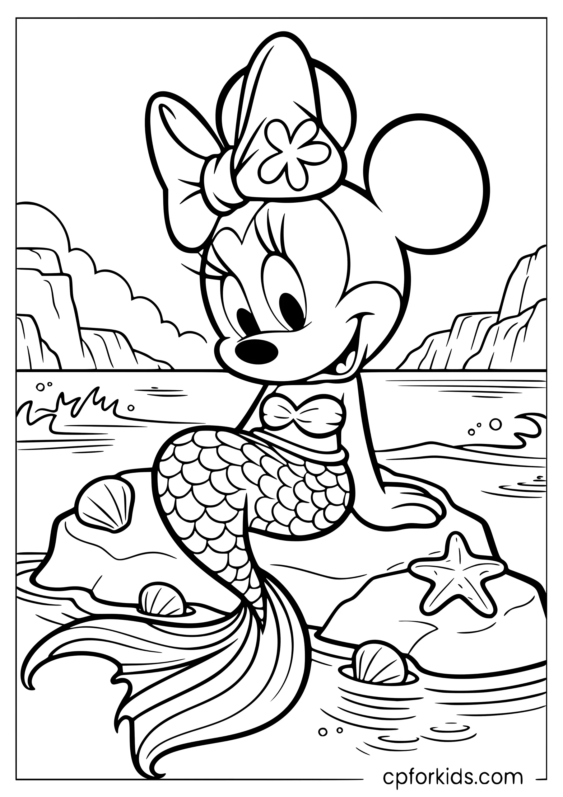 Mermaid Minnie on the Rocks