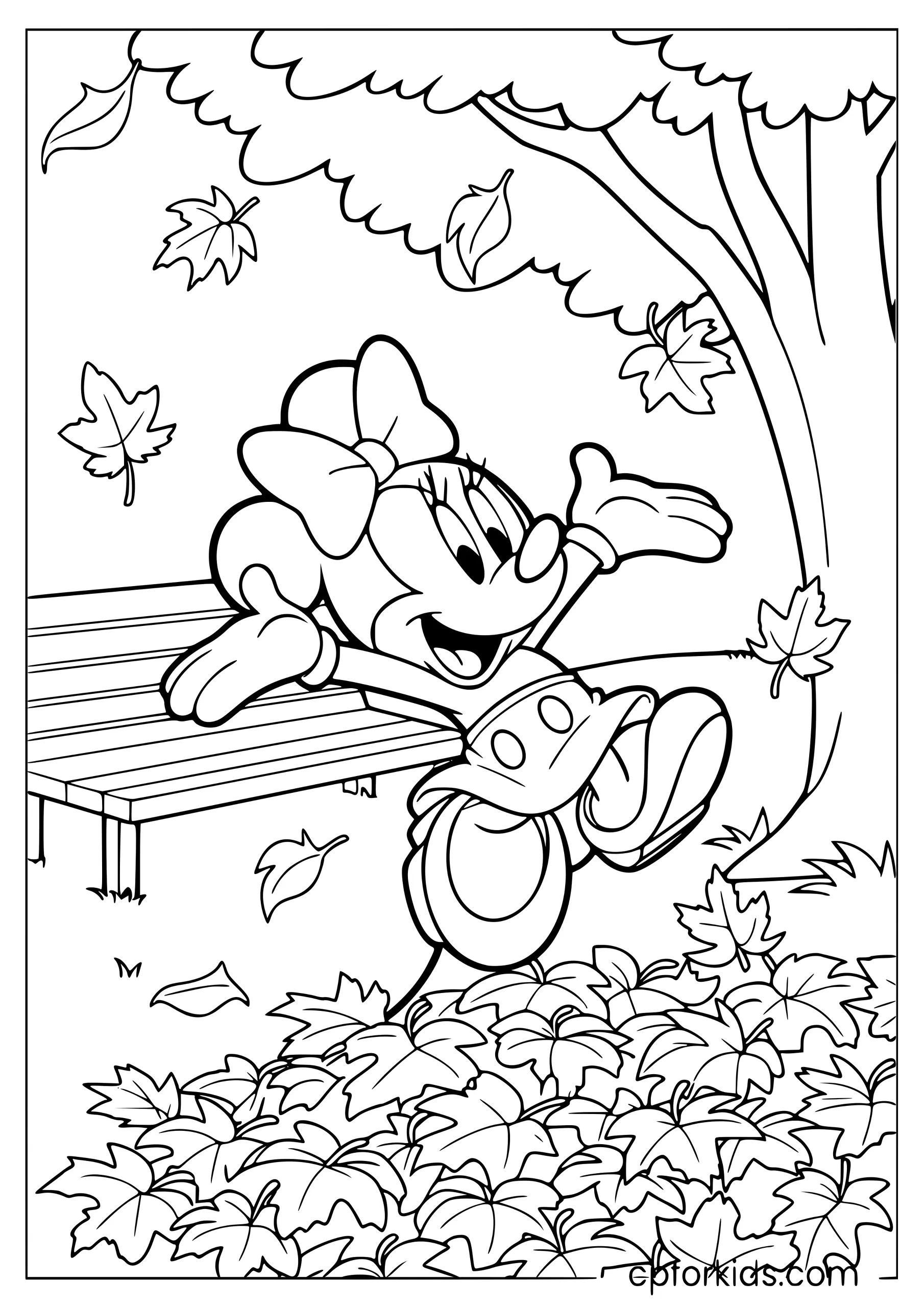 Minnie Mouse Jumps Into the Leaves
