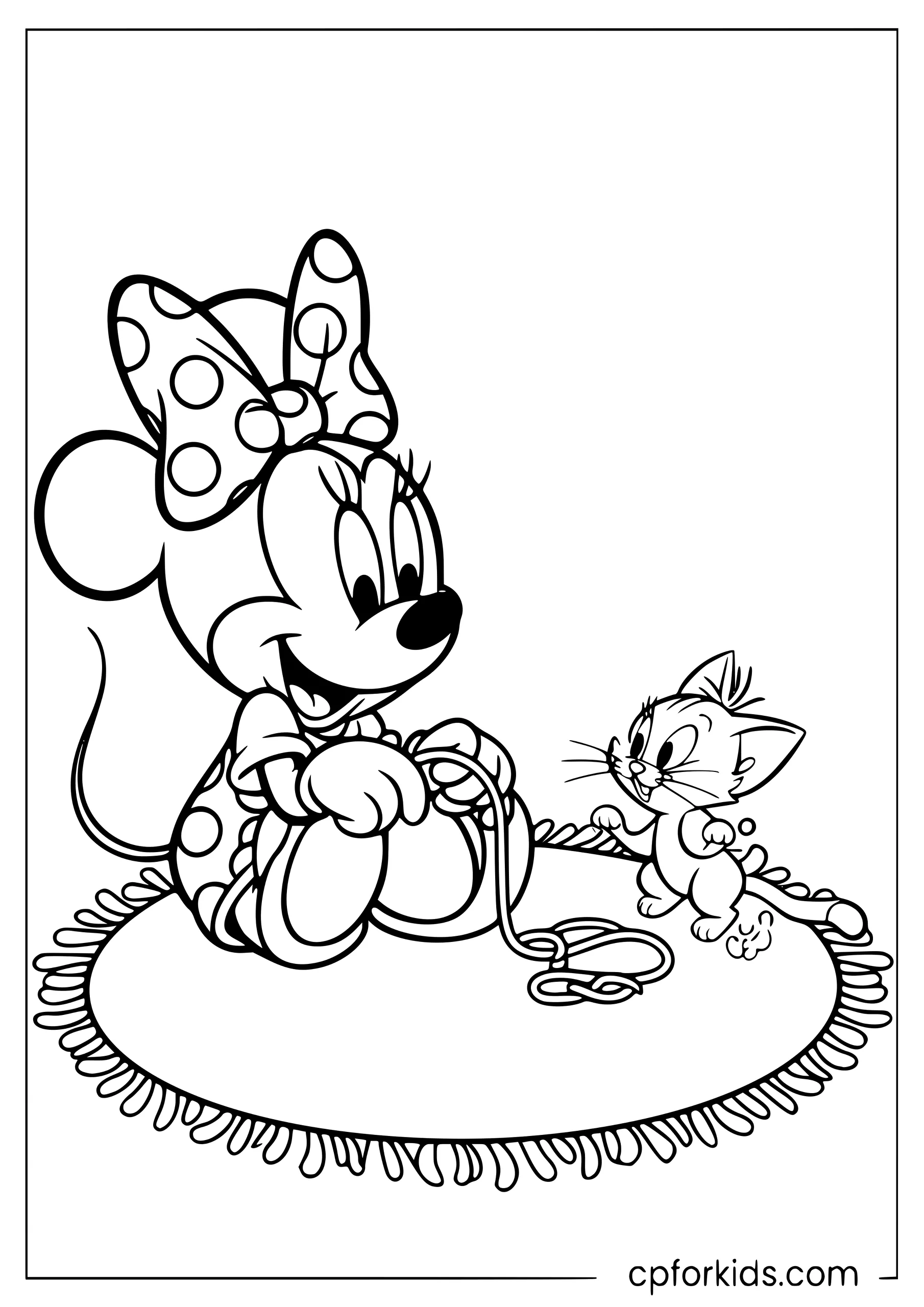 Minnie Mouse and Figaro at Play