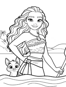 Moana with Pua on a small island shore