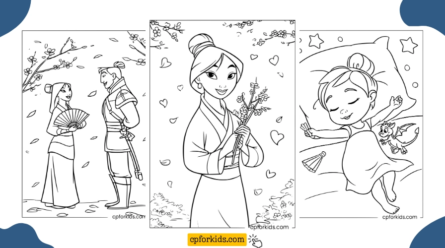 Printable coloring pages for princess Mulan