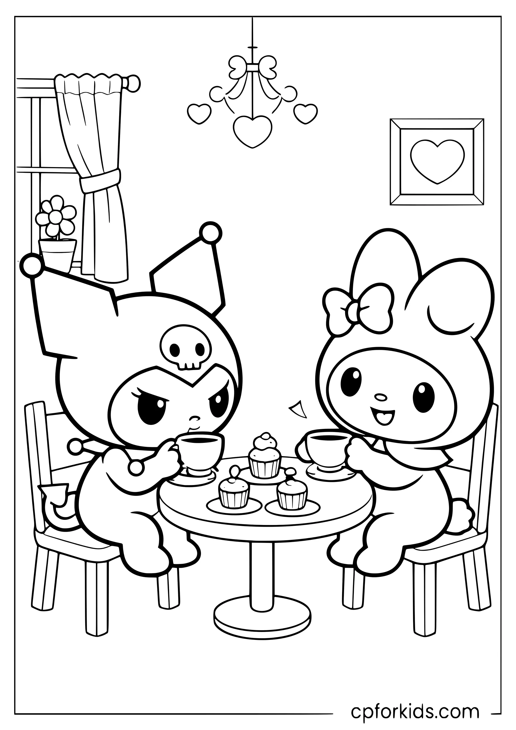 My Melody and Kuromi at a Tea Party