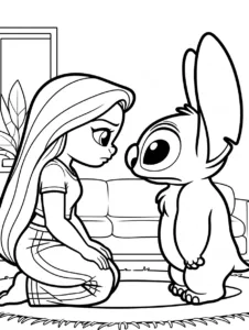 Nani and Stitch having a funny staring contest