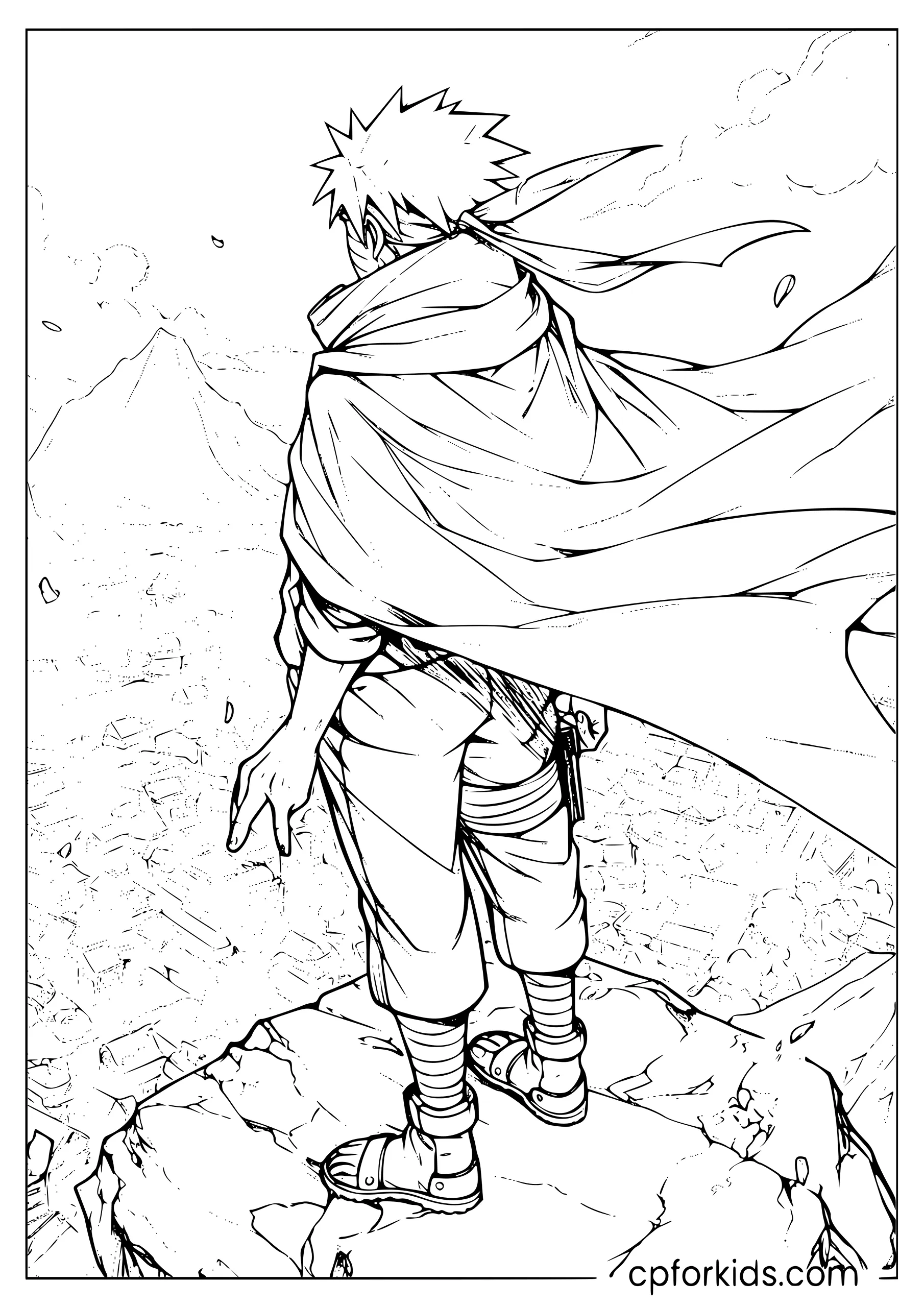 Naruto Hero Pose on a Cliff