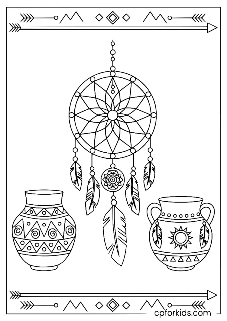 Traditional patterns and cultural symbols for Native American Day.