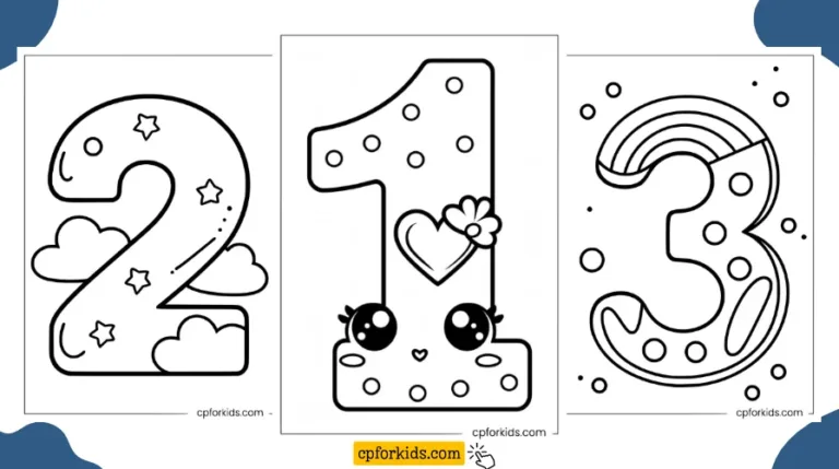 Number coloring pages 0–10 printable worksheets for preschool and kindergarten