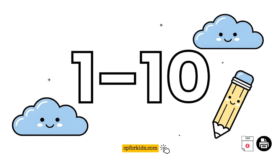 Number Coloring Pages 1–10 for Preschool & Kindergarten