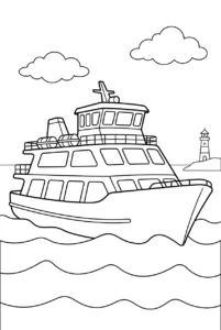 A passenger ferry crossing calm water