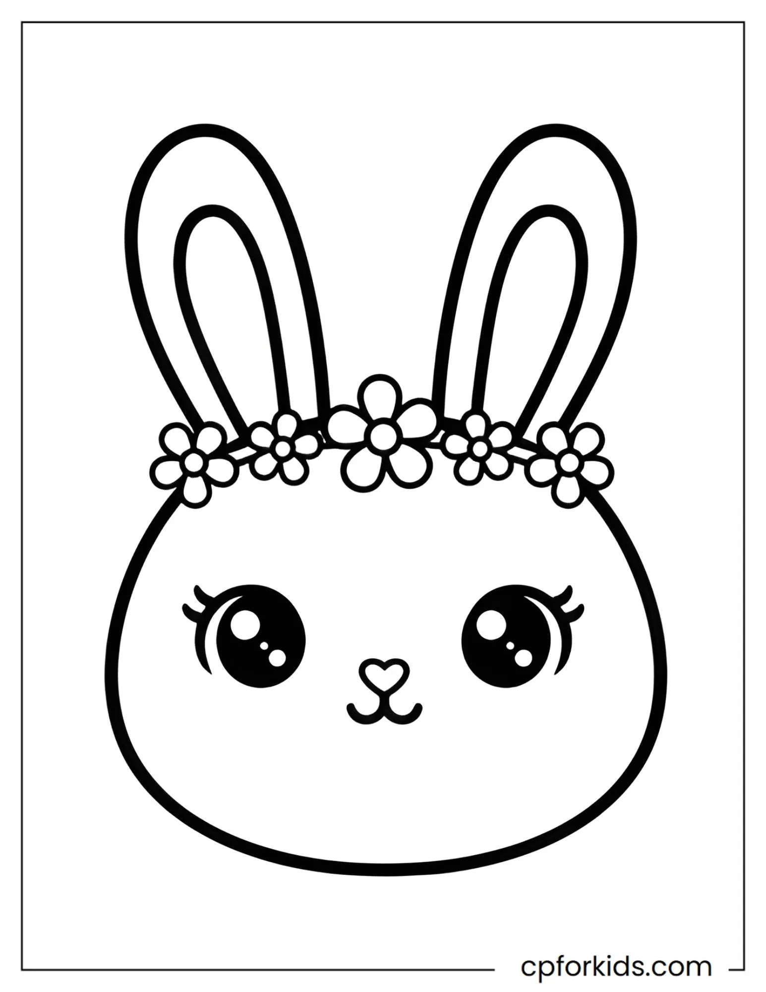 Rounded Easter bunny drawn with a simple outline