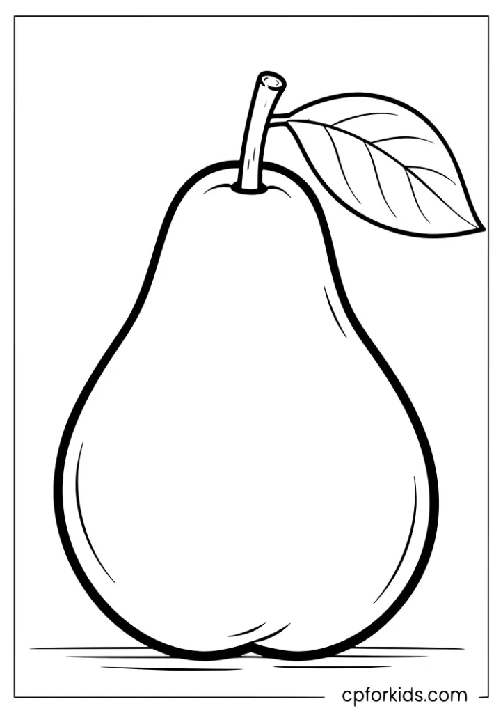 Pear outline coloring page for preschoolers