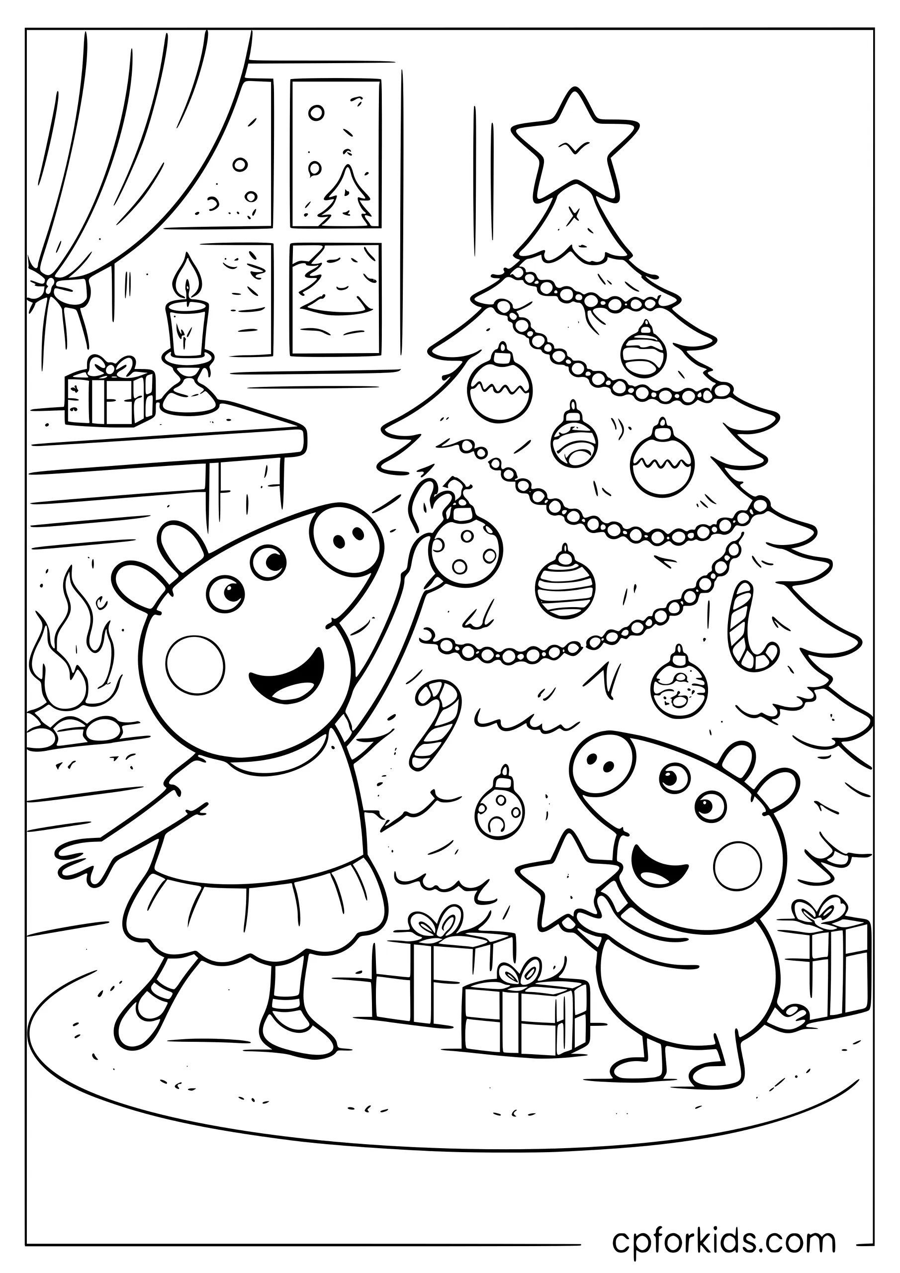 Peppa and George Decorating the Tree