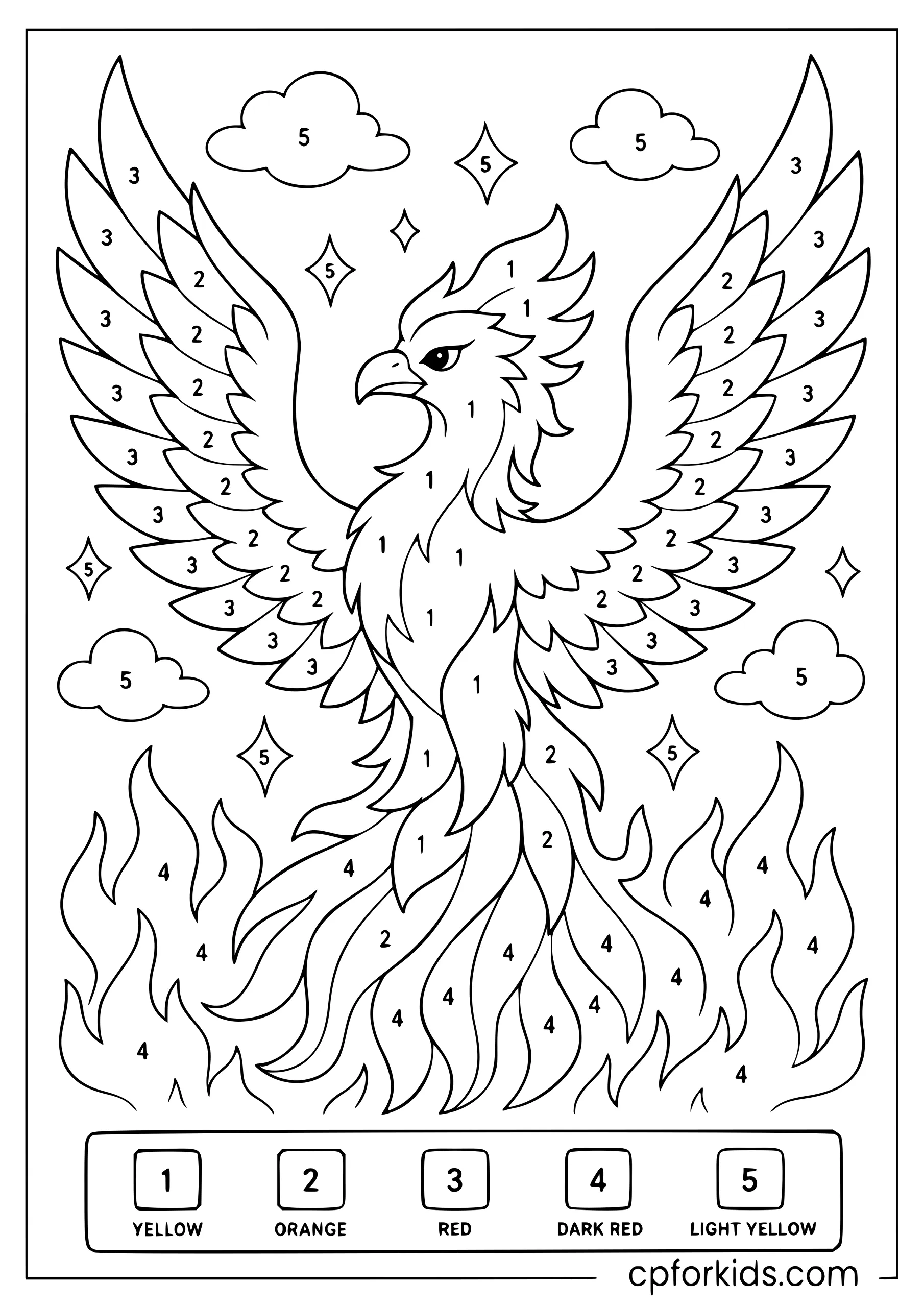 Color the Phoenix by Number