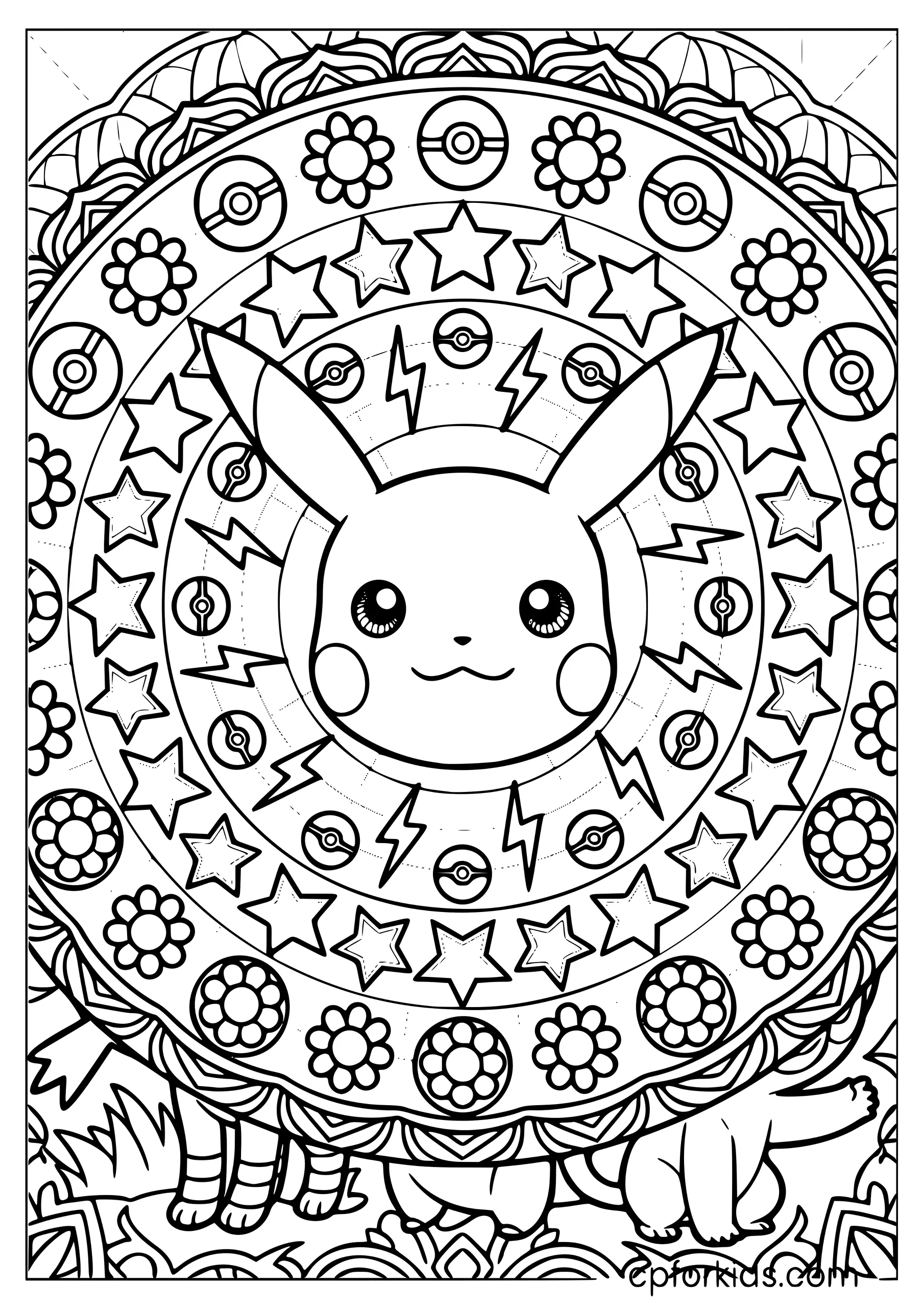 Pikachu Mandala — Detailed Circle Design