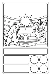 Blank monster battle card with two creatures and energy symbols