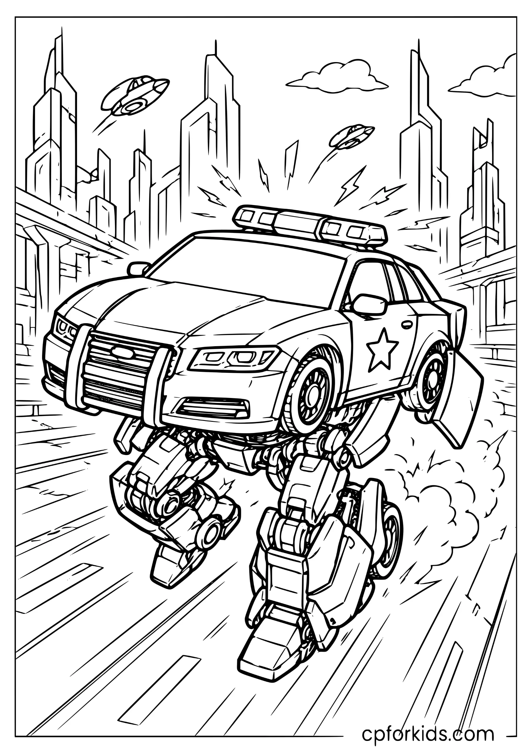 Police Car Transformer City