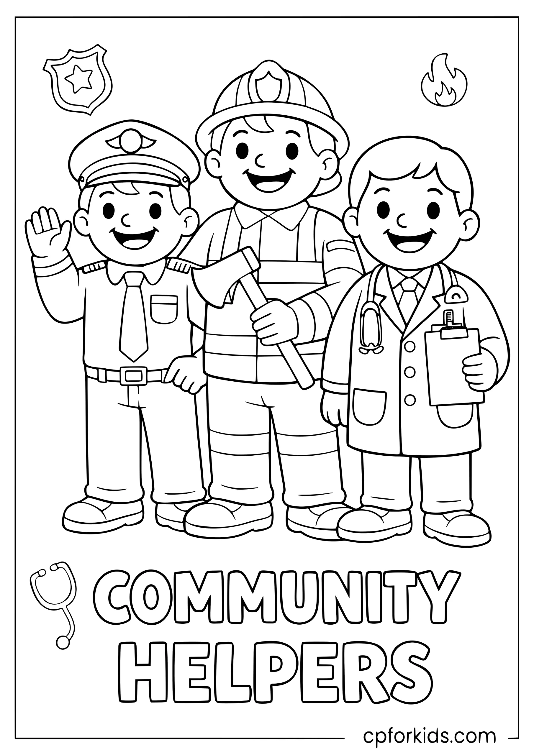 Police Officer, Firefighter, and Doctor Together