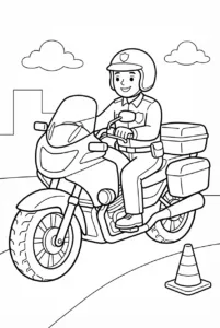A police motorcycle riding on patrol