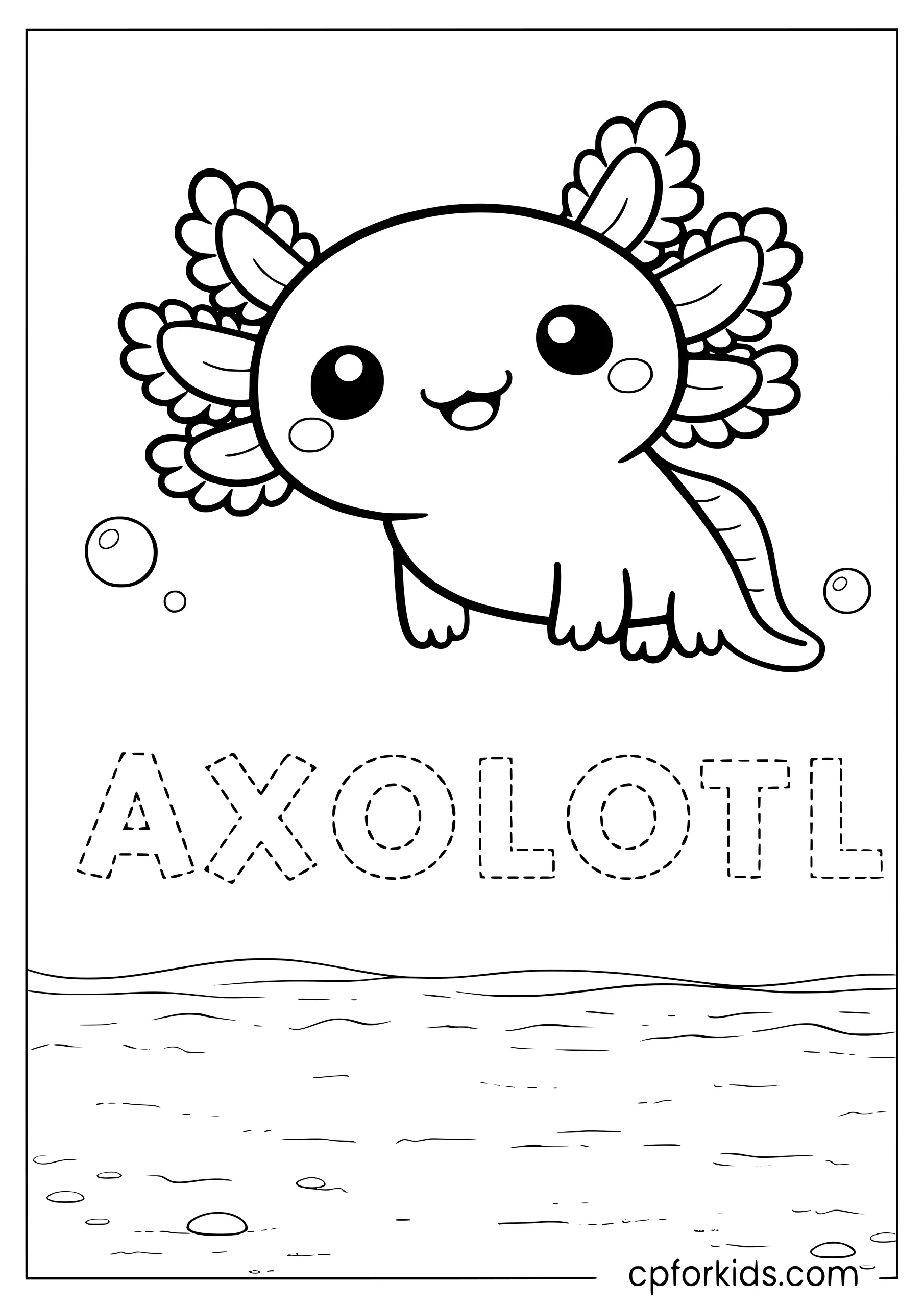Preschool Axolotl Name Tracing Worksheet